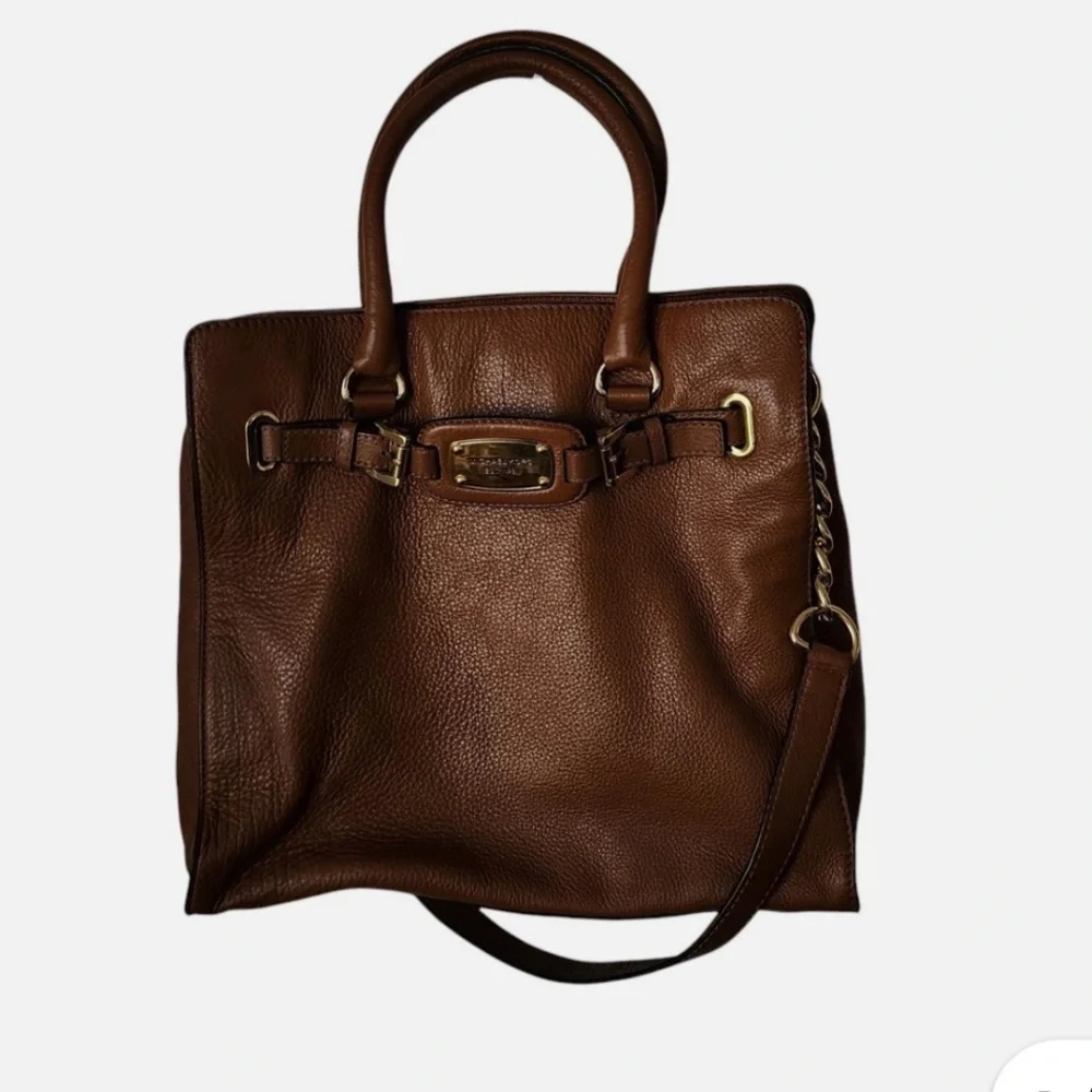 Michael Kors Hamilton Vintage Y2K Brown Leather large Satchel Bag